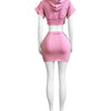 HLJ&GG Fashion Pocket Cargo Hooded Two Piece Sets Women Zip Slim Crop Top And Mini Skirts Outfits Female Washed 2pcs Streetwear