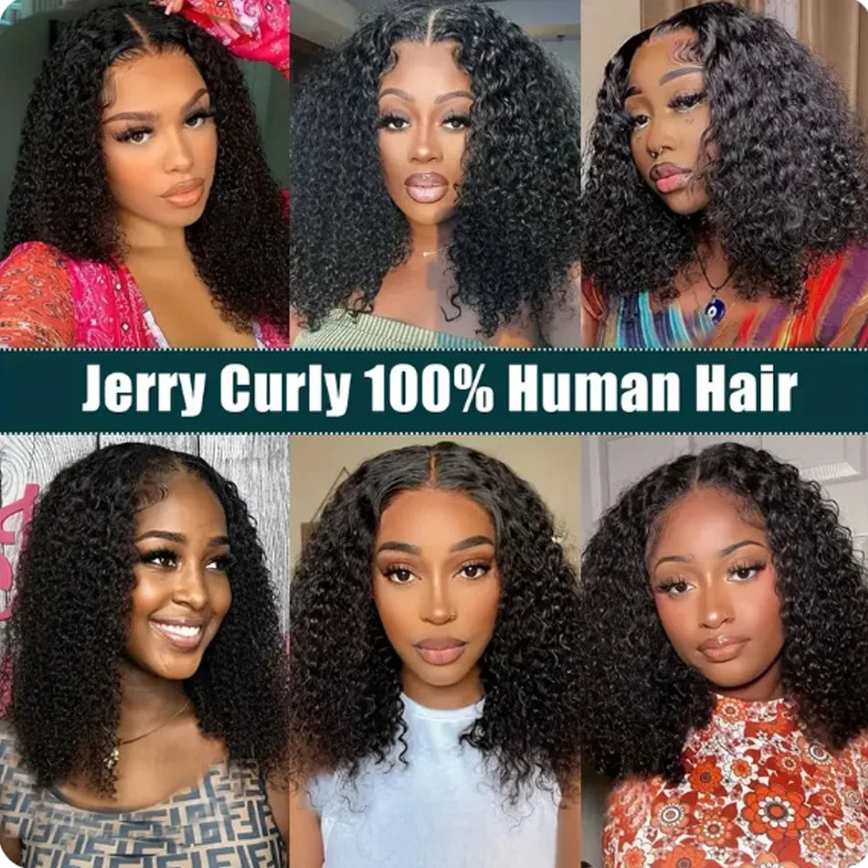 13X4 Brazilian Kinky Curly BoB Lace Frontal Wigs For Women Glueless 180 Density Preplucked 100% Human Hair Wig Deep Curls Wig