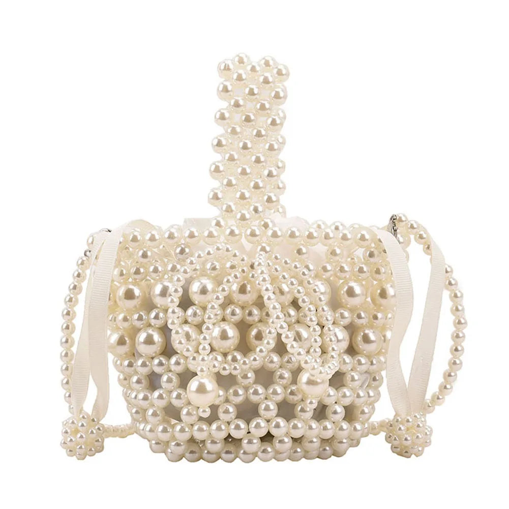 Mini Pearl Bag Luxury Women’s Handheld Bead Bag Purses Fashion Banquet Party Shoulder Bag Pearl Beaded Clutch Purse Mini Bags