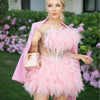 Hot Sale Women Sexy Mesh Ruffles Ball Gown Mini 2 Pieces Dress Lace-up Crystal Birthday Party Celebrate Nightclub Wear