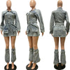 FAGADOER Fashion Button Long Sleeve Denim Mini Dress Women Turndown Collar Pocket with Leg Cover Clothing Female Cowboy Vestidos