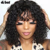 Fringe Bang Wig With Deep Wave Human Hair Water Wave Natural  Deep Curly Brazilian Hair Wigs 180% Density For Women