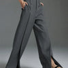 Yeezzi Urban Female Suit Pants 2025 New Fashion Black White Color Loose Straight Pant High-Waisted Pleated Split-Front Trousers