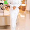 African Dresses for Women 2024 Spring and Autumn African Women Long Sleeve White Plus Size Long Dress African Clothes