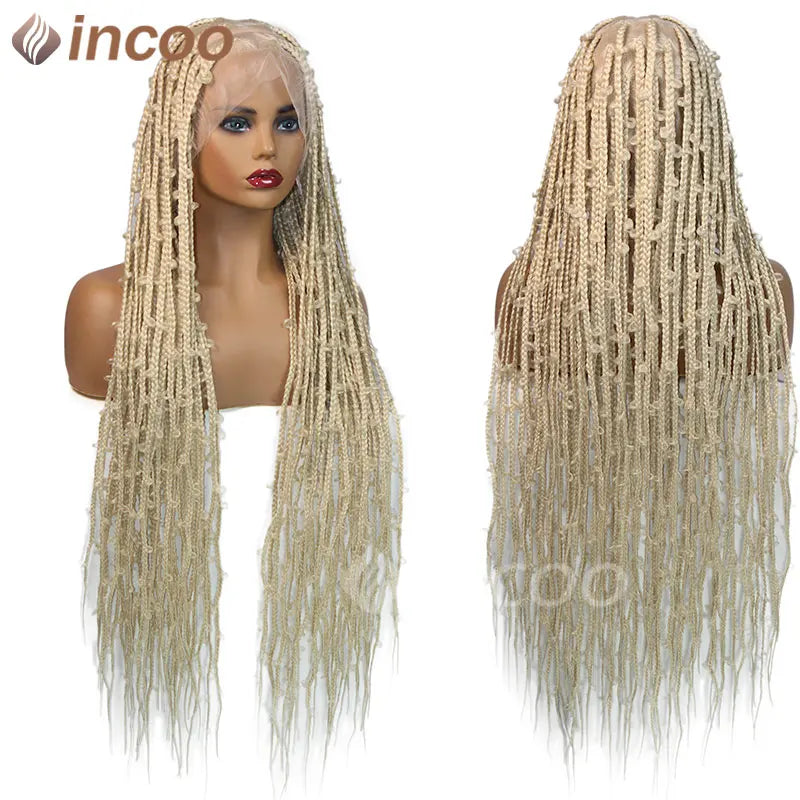 36 Inches Synthetic Lace Braided Wigs Butterfly Braids Lace Wig For Black Women Braid Wigs On Sale Clearance Box Braids Lace Wig