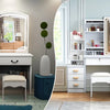 Makeup Vanity Set with Mirror and Light, Storage Drawer, Chair and Shelf, Adjustable Brightness Makeup Vanity with Light