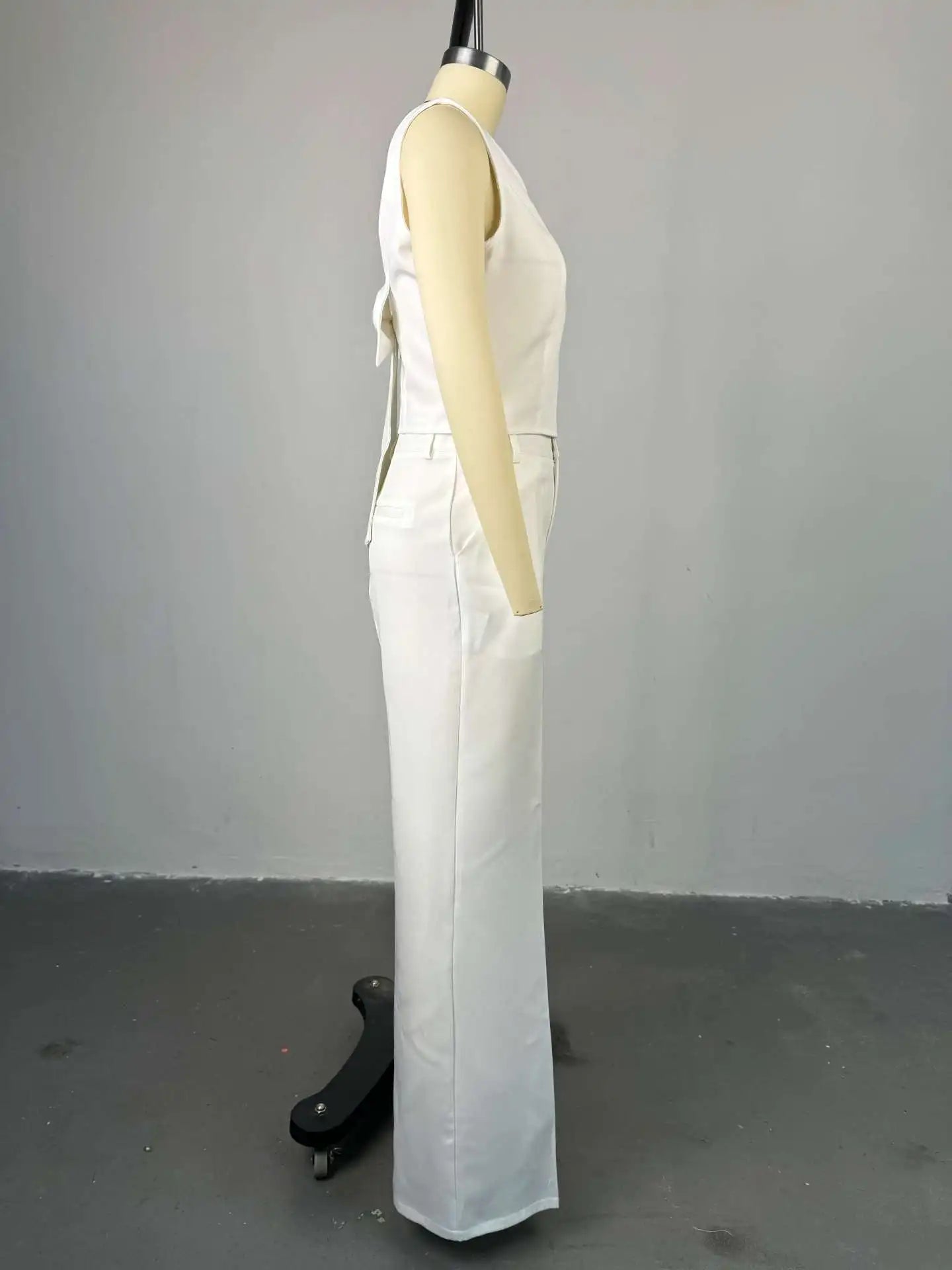 Two Piece Sets Women Pant Set Sleeveless V Neck Casual Pants Y2k Tops Wide Leg Long Pants High Waist Elegant Party Streetwear