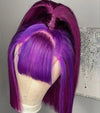 Short Bob Wig 180% Dark Purple Lace Front Human Hair Wigs For Women 13x4 Lace Frontal Wig Colored Straight Bob Lace Front Wigs