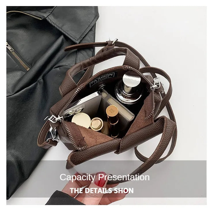 PU Square Compact Shoulder and Crossbody Bags Zipper Unique Design High Quality Hand Bags for Women 2025 Designer Style Bolso