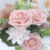 Artificial Flowers 25pcs Real Looking Blush Foam Fake Roses with Stems for DIY Wedding Bouquets Bridal Shower Centerpieces