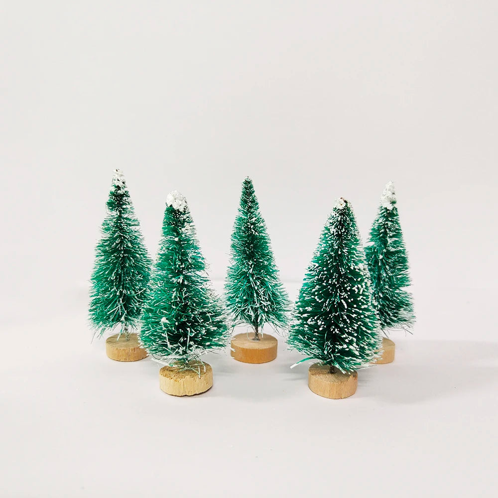5/8pcs Mini Christmas Trees Small Artificial Christmas Tree Ornament Cedar Pine Sisal Tabletop Merry Christmas Party Decoration