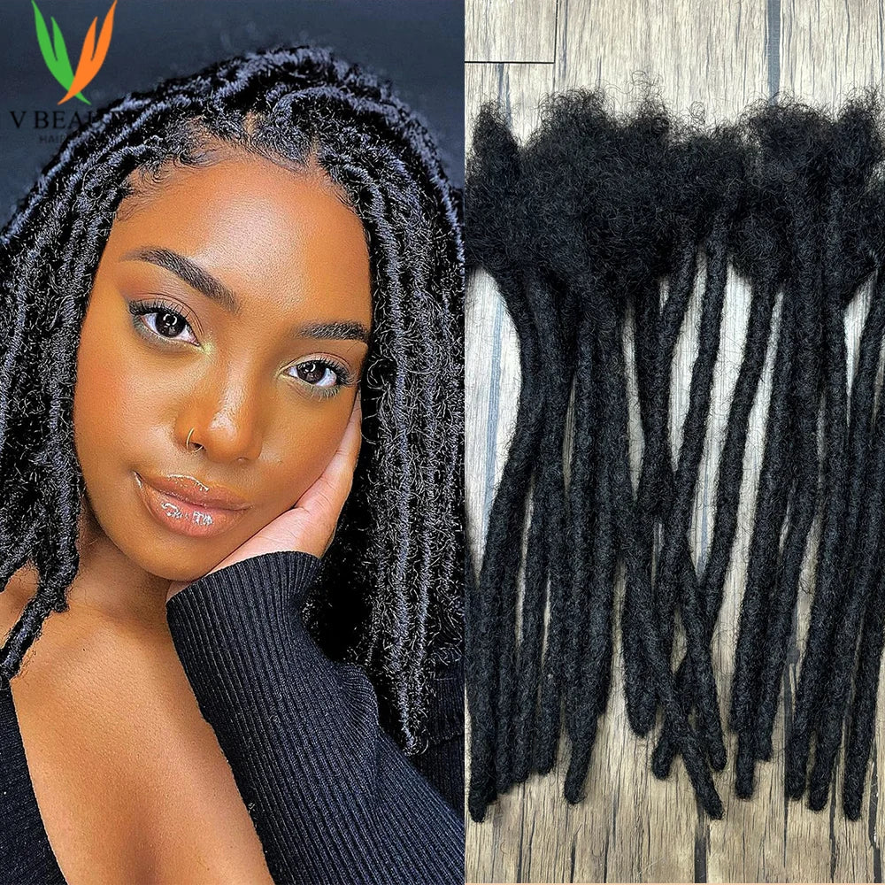 Dreadlock Extensions Real Human Hair For Man/Women 0.6cm Wedth Permanent Loc Extensions 20 Strands 8 Inch Brazilian Dreadlock