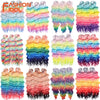 FASHION IDOL 24Inch Crochet Hair Synthetic Water Wave Braiding Hair Extensions Ombre Rainbow color Fake Hair Deep Wave Curl Hair