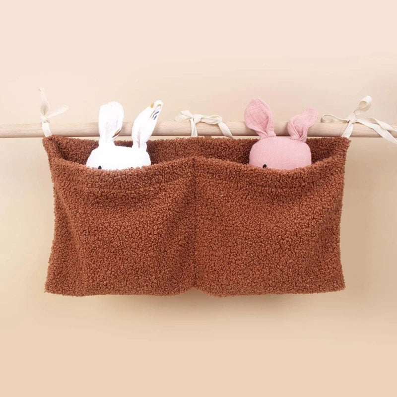 New Thick Plush Baby Crib Hanging Storage Bag Portable Double Pockets Newborn Cot Toy Organizer Bag Bed Headboard Storage Pouch
