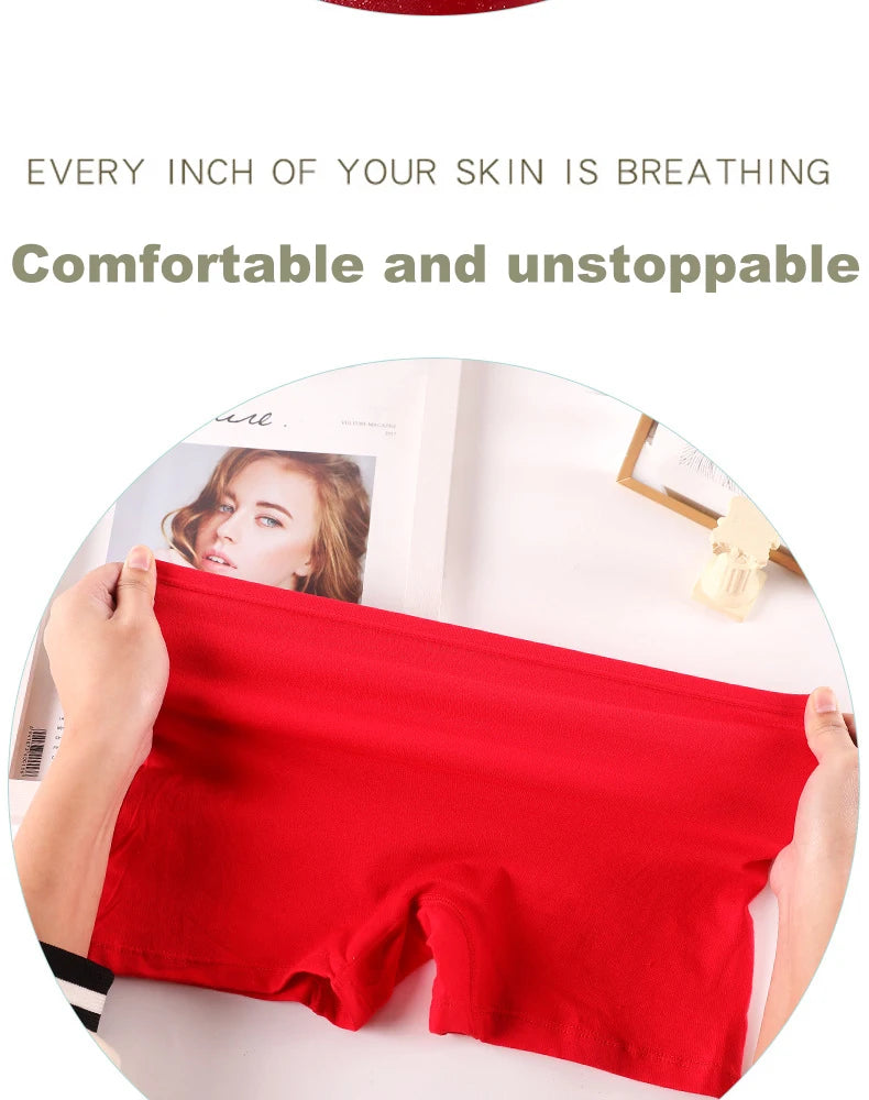 3pcs Cotton Women Panties Lady Plus Size Boxer Underwear High Waist Briefs Solid Color Female Shorts Safety Panty