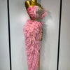 Women Sexy Strapless Ruffles two Pieces Set Bodycon Long Dress High Split Fashion Nightclub Party Birthday  Singer Stage Outfit