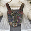 YuooMuoo Women Tops 2025 Spring Retro Y2K Rose Flower Print Long Sleeve Gothic Shirts Fashion Irregular Bandage Party Blouses