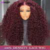 500 Density 99j Burgundy Deep Wave 13x6 Hd Lace Front Wig Human Hair Glueless 360 Full Lace Pre Plucked Brazilian Wigs For Women