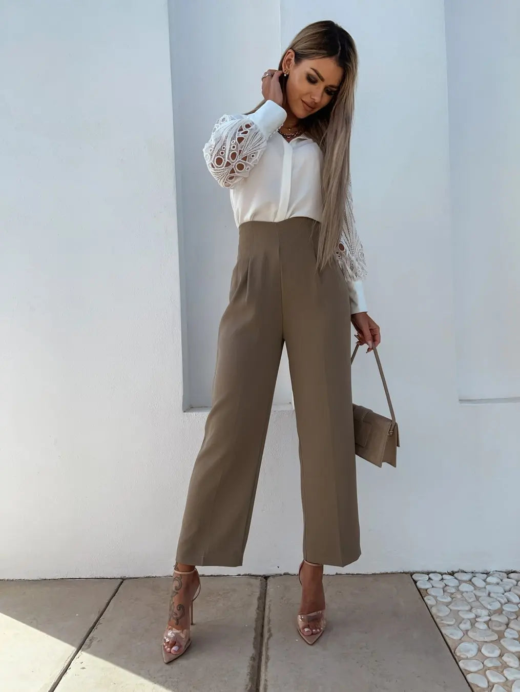 White Sexy Lace Hollow Out Women Blouse Autumn 2025 Spring Black Top Vintage Button Up Shirts Long Sleeve Mesh Design Tops 19948