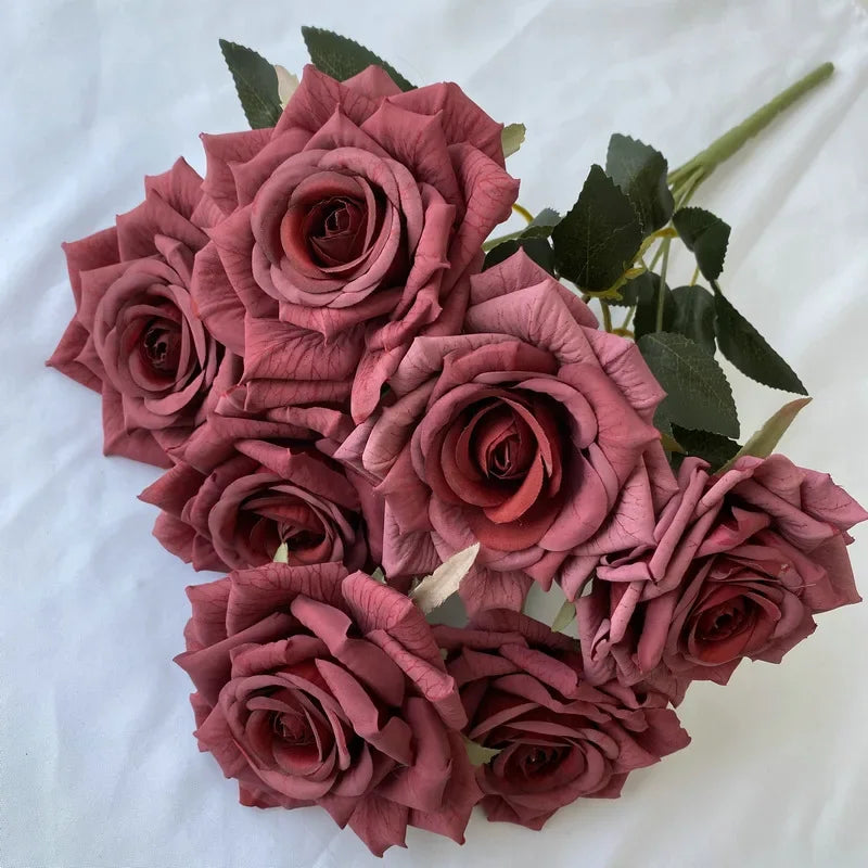 41CM 7 Forks Silk Screen Diamond Rose Artificial Flower Wedding  Living Room Decoration Road Guide Bouquet, Artificial Flower