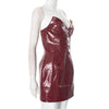 Luxury Leather Strapless Short Dress Women's Hot Summer Backless Sexy Party Curvy Dresses 2025 Evening Red Brown Hip Pacage  Y2K