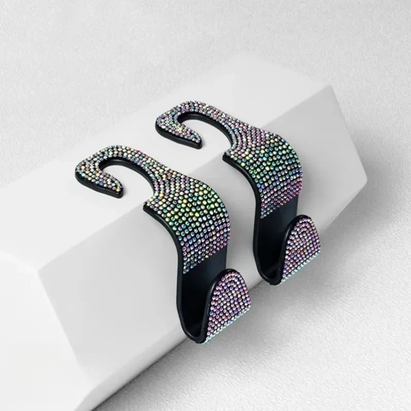 Multifunction Portable Rhinestone Car Seat Back Hook Headrest Storage Holder Hanging Bag Organizer Auto Interior Accessories