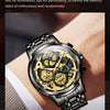 OLEVS Men's Watches Top Brand Luxury Original Waterproof Quartz Watch for Man Gold Skeleton Style 24 Hour Day Night New