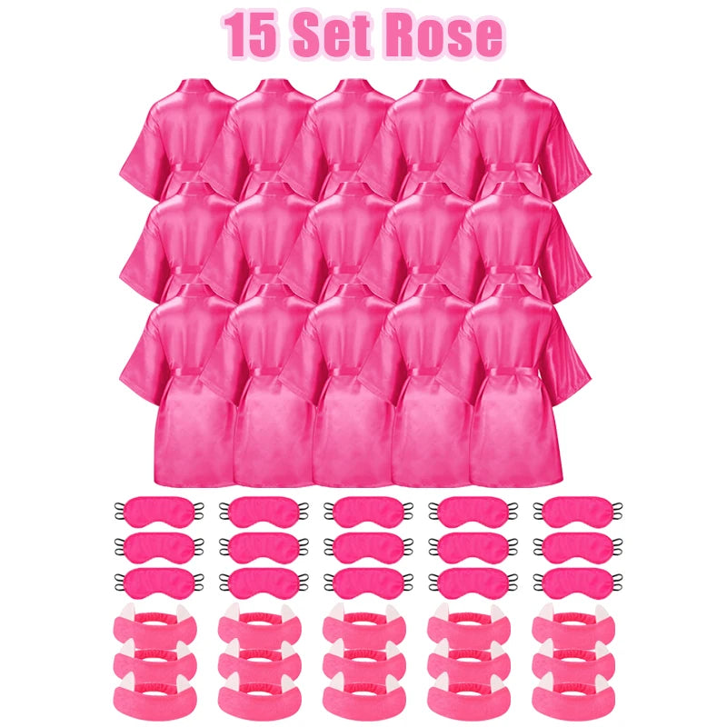 10/12/15/18 Sets Spa Party Favors Robe for Girls Kids Birthday Kimono Robe Satin Robe for Slumber Party DIY Birthday Squad Robes