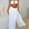 Weird Puss Elegant Women 2piece Set Sexy See Through Thin Tierred Y2K Seashell Tube Top+Wrapped Bandage Skirts Matching Clubwear