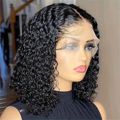 Curly Wig Pre Plucked Brazilian Human Hair Wigs 13x4 Lace Front Wig Short Bob Deep Wave Kinky Curly Lace Front Human Hair Wigs
