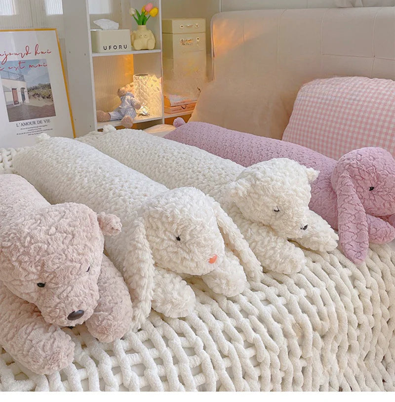 Large Rabbit Body Pillow Long Bear Cute Stuffed Animal Rabbit Sleeping Cushion Decorative Body Pillow Chair Back Cushion Decor
