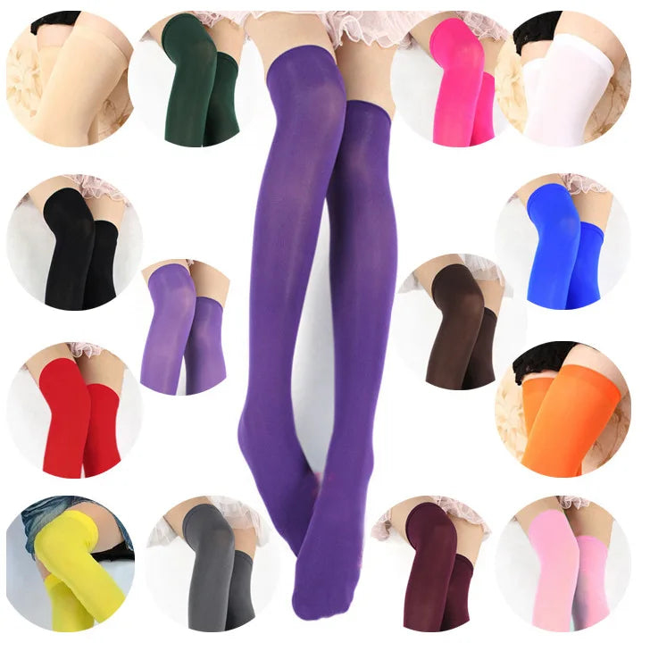 Sexy Black White Soild Color Long Socks Women Over Knee Thigh High Over The Knee Stockings Lolita Ladies Girls Warm Knee Socks