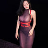 Sexy Women Sheer See Through Micro Mini Dress Oil Shiny Bandage Tight Packet Hip Step Dress Cosplay Maid Pencil Dress