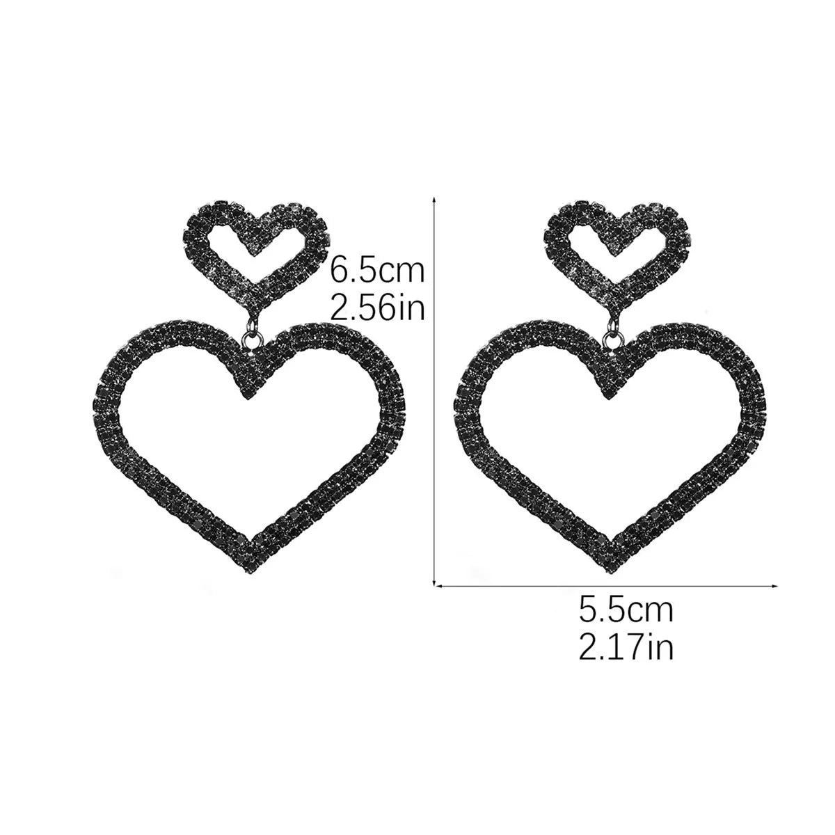 FYUAN Pink Black Heart Rhinestone Drop Earrings for Women Geometric Crystal Dangle Earrings Party Jewelry