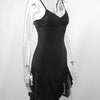 Sexy Summer Mini Dress Women New Black Fashion Streetwear Sleeveless Backless Folds Split Dress Elegant Party Strap A-LINE Dress