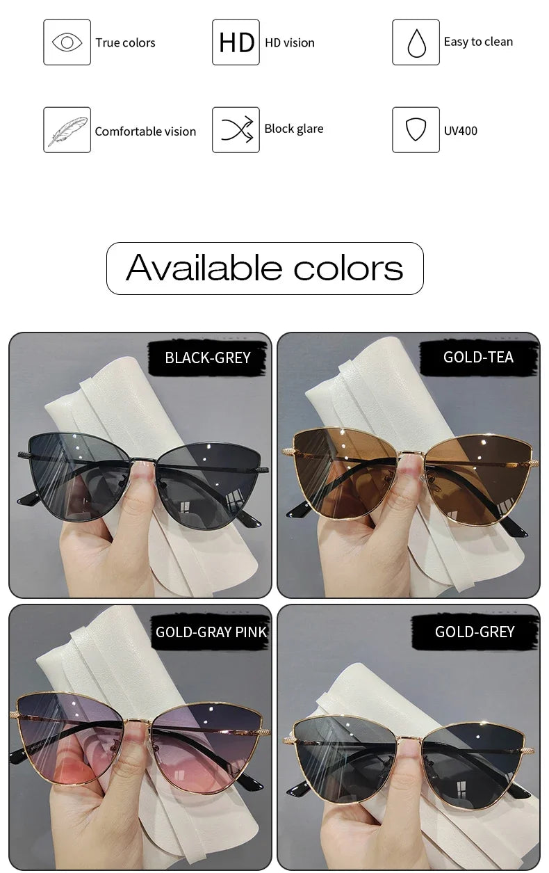 2024 Sexy Classic Vintage Cat Eye Sunglasses Woman Vintage Sun Glasses Female Ladies Cat Eye Sunglass 2024 Metal Frame Glasses