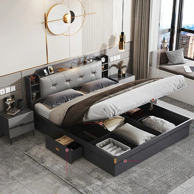 Minimalist Modern Full Bedroom Set Design Dresser Comfy Storage Double Bedroom Set Elegant Black Letto Matrimoniale Furniture