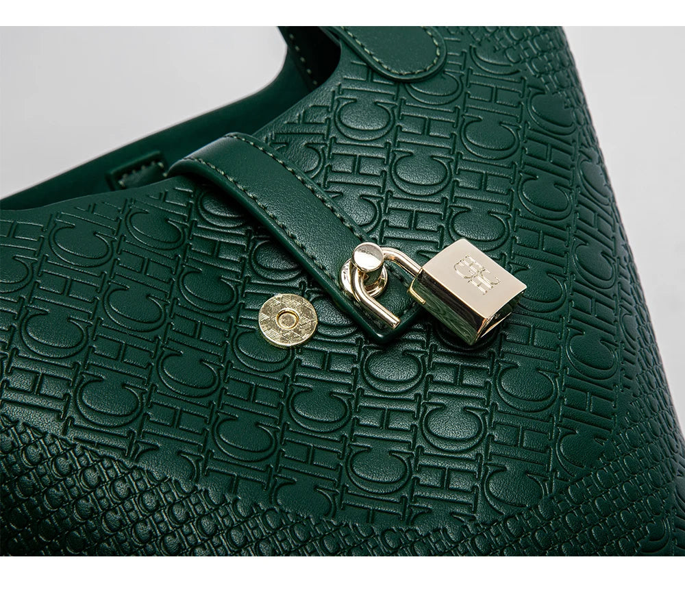 Retro Classic Women's Fashion Handbags Pure Color Design Metal Lock Buckle Accessories Ladies Shoulder Bags Minimalist Versatile