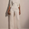 Women's Jumpsuit Casual Solid Color 3/4 Length Sleeve Straight Round Neck Beaded High Waist Daily Going out Regular Fit Black Wh