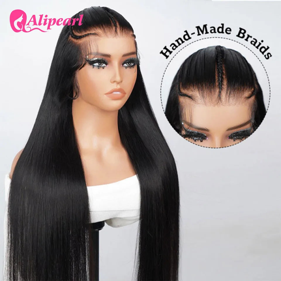 Alipearl Hair Pre Styled Human Hair 3 Part Pre Braided 13x4 Lace Frontal Wig Pre Cut Lace Pre Bleached Lace knots Ready To Go