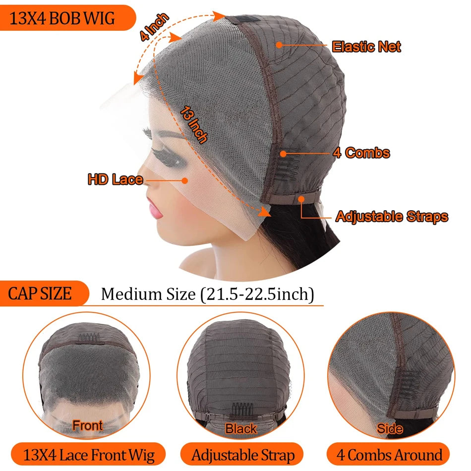 Glueless Wig Short Kinky Curly Bob Wig 12A Malaysian Lace Front Human Hair Wigs Wet And Wavy Water Wave Bob Wig 13x4 Frontal Wig