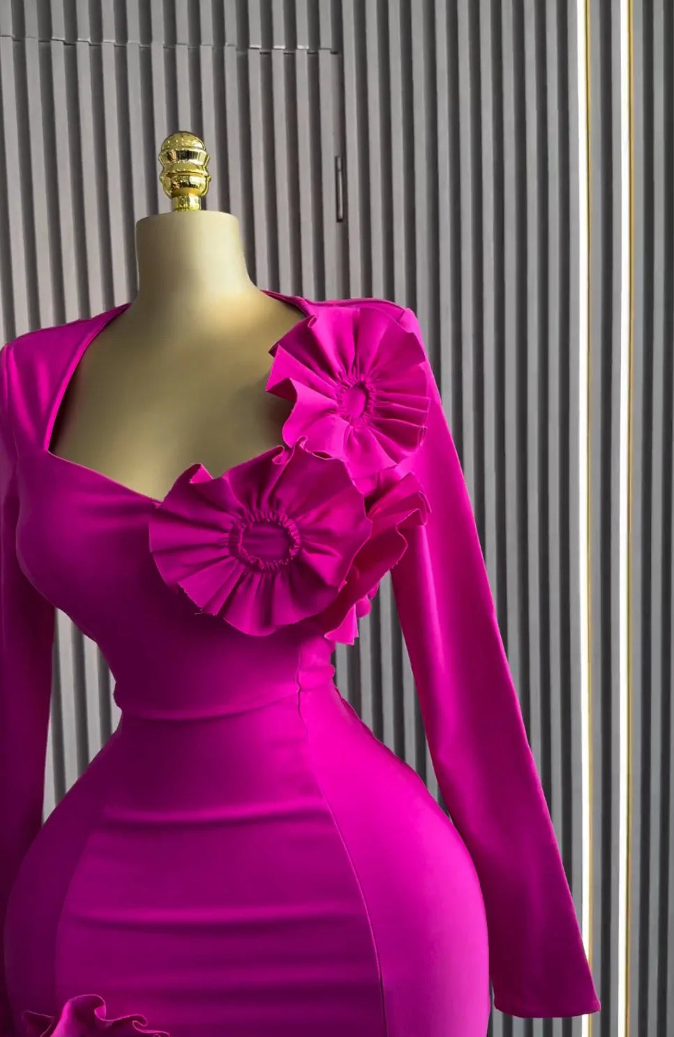 CM.YAYA Women Strapless Mult 3D Flower Long Sleeve Bodycon Mini Dress Sexy Birthday Evening Night Party Club Vestidos Dresses