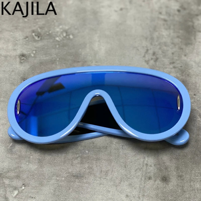 Oversized Wave Mask One-Piece Sunglasses Women Sports Y2K Punk Sun Glasses for Lady 2024 Luxury Brand Steampunk Eyewear Goggle