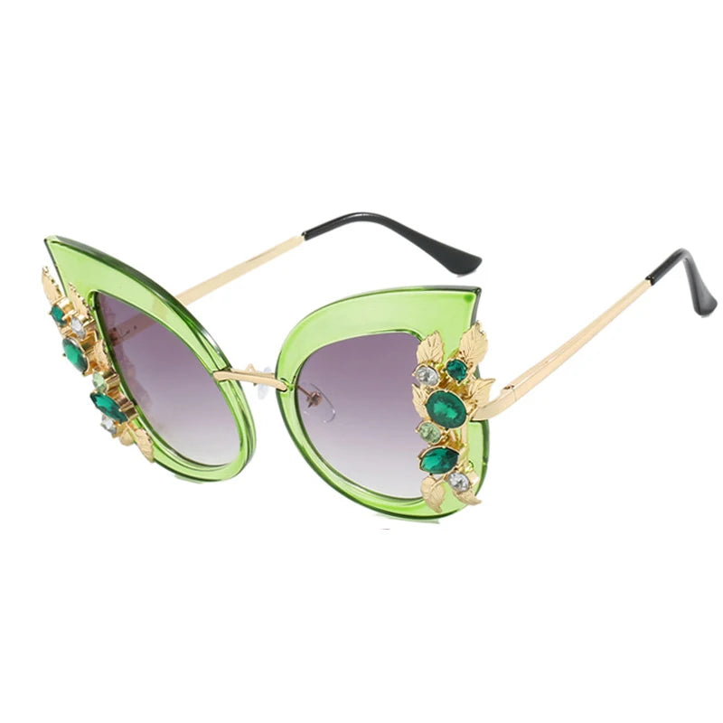 Luxury Diamond Cat Eye Sunglasses Women Fashion Oversized Butterfly Sun Glasses Female Steampunk Goggles Eyewear Shades Oculos