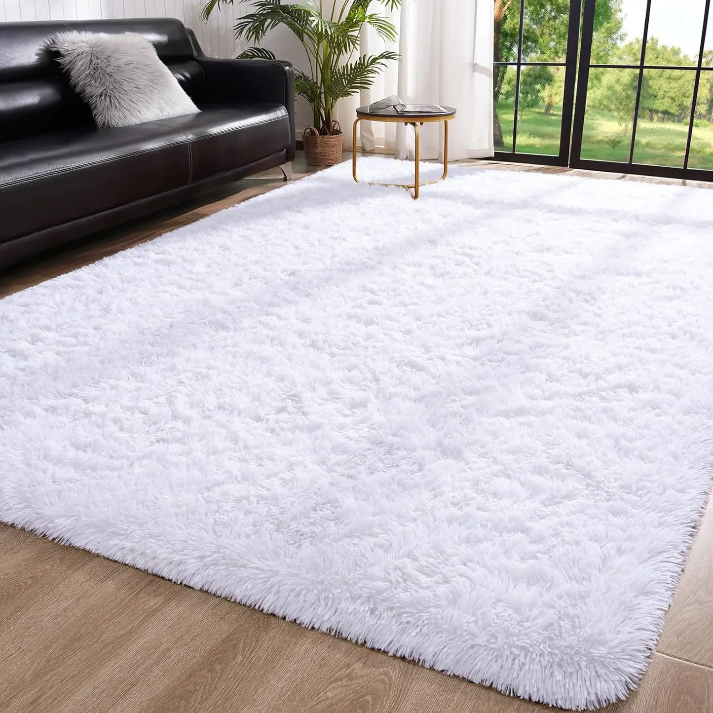 Fluffy Bedroom Rug Carpet Shaggy Fuzzy Rugs for Bedroom Thick Black Area Rugs for Living Room Rugs  for Girls Boys