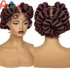 Natural Color 6Inch Transparent Full Lace Braided Wigs Short Cute Handmade Bantu Synthetic Braided Lace Wigs Knotless Braids Wig