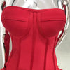 Red Color Women Sexy Strapless Ball Gown Mini Fashion Celebrity Nightclub Party Dress Birthday Cocktail Girls' Outfit