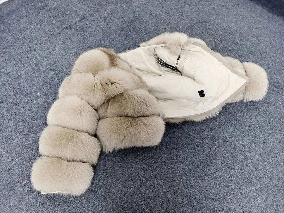 2025 MAOMAOKONG Natural Real Fox Fur Coat Women Winter Long Sleeve Luxury Raccoon Fur Jackets Thick Top Female Furry Coat Vest