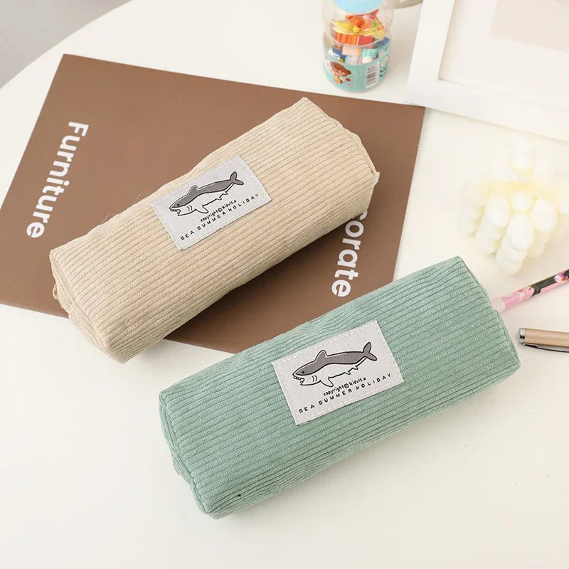 Cute Shark Pencil Case Embroidery Pen Bag Back to School Supplies Stationery Items for Girls Kids Desk Cute Accessories Gift