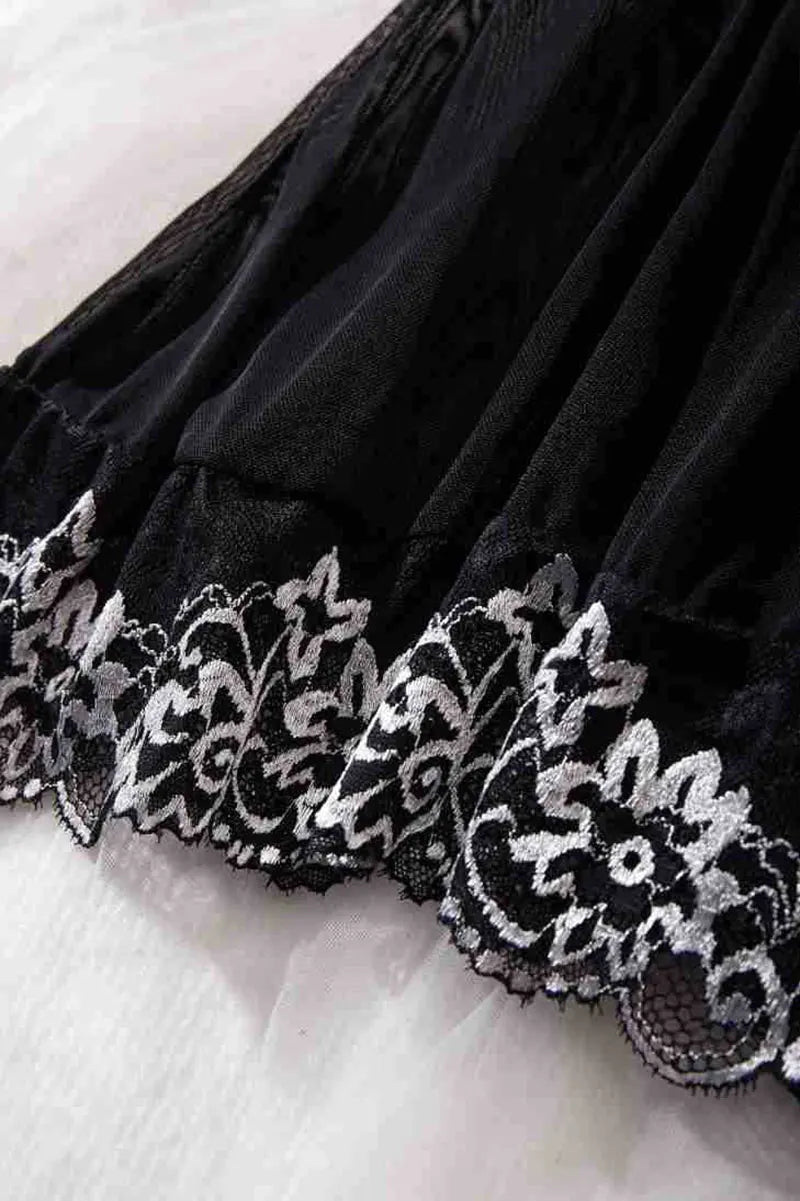 Short Sexy Deep V Women's Nightgown Embroidered Dress Fashions Pajamas Free Thong Night Sleepwear Suspender Baby Doll Lingerie
